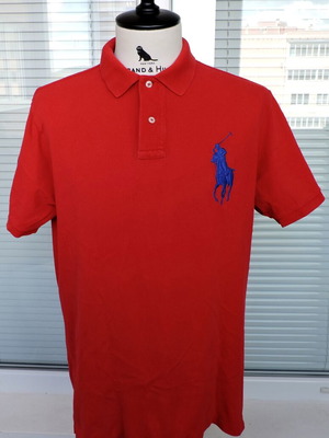 Polo Ralph Lauren Big Pony Red Polo Shirt used, Custom Fit, Men's L