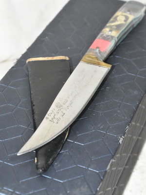 Traditional Cretan Knife with Mantinada and Decorative Handle used