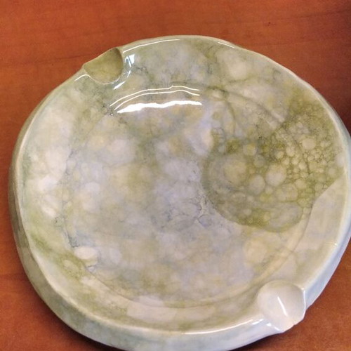 Ceramic chocolate pot and ashtray like new, handmade, blue and green