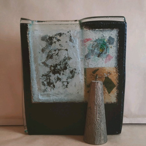 Glass artwork Greek made like new, vase or pencil holder