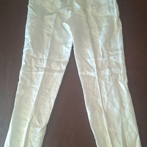Depolo white linen pants, size Medium