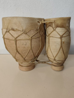 Moroccan Double Drums Tbilat Style Like New, Ethno Decoration 27 cm