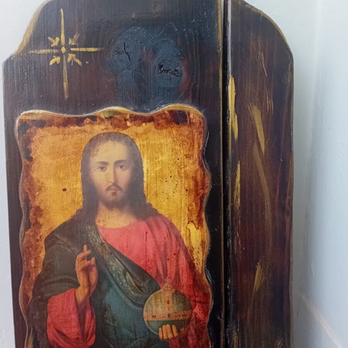Christ Icon with Electric Lamp Like New
