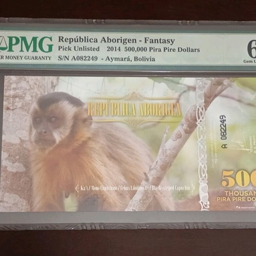 República Aborigen fantasy 500,000 Pira Pire Dollars certified unc PMG 65 EPQ