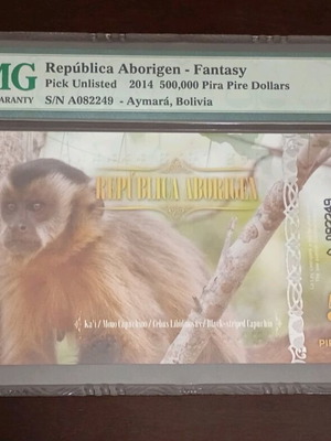 República Aborigen fantasy 500,000 Pira Pire Dollars certified unc PMG 65 EPQ