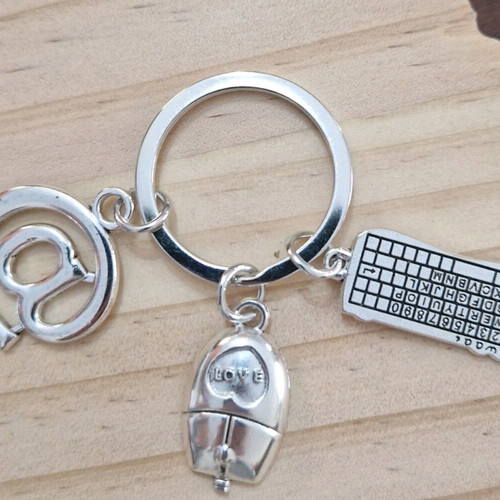 Computer keychain new, silver