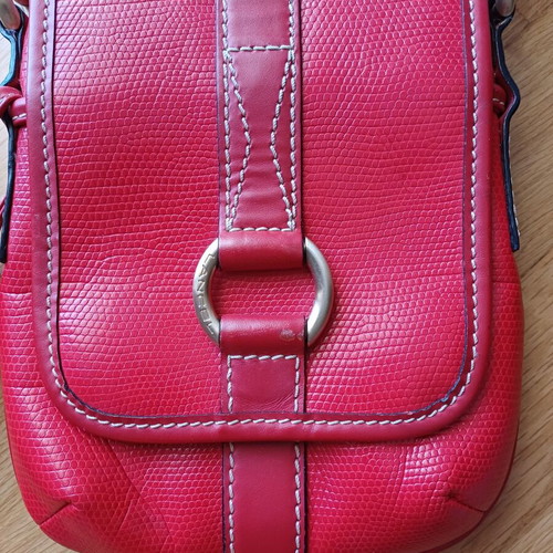 Lancel shoulder bag used, red leather with embossed texture