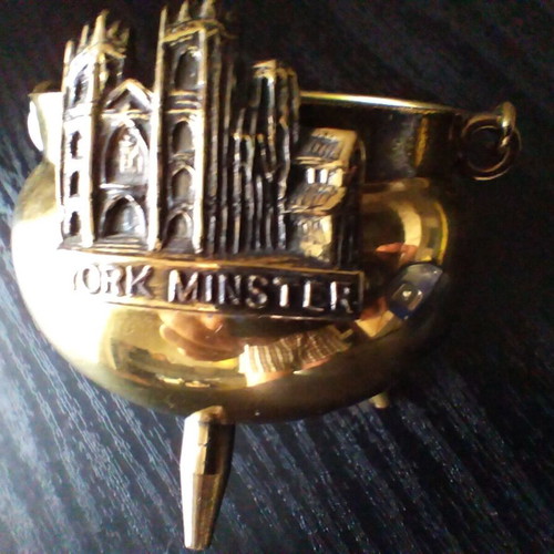 York Minster Decorative Metal Cauldron used, vintage souvenir