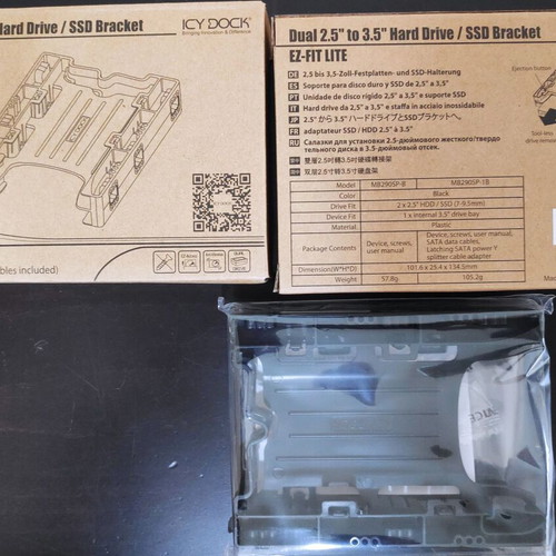 Icy Dock EZ-Fit Lite dual 2.5" to 3.5" hard drive SSD bracket black MB290SP-B