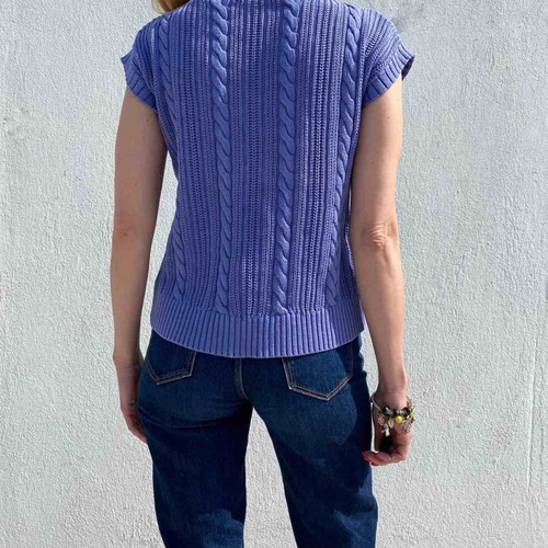 Knitted Benetton cardigan size L purple like new