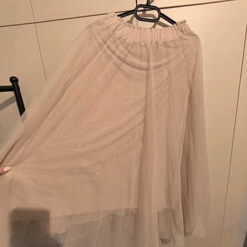 Tulle nude midi skirt with elastic waist new