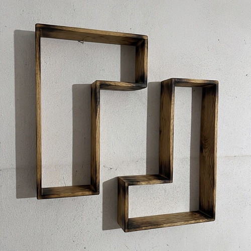 Handmade wall hanging from pine wood with burnt effect