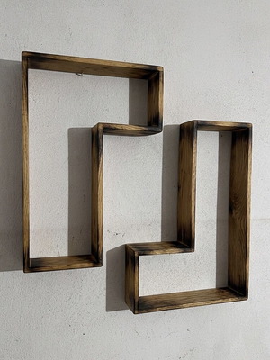 Handmade wall hanging from pine wood with burnt effect
