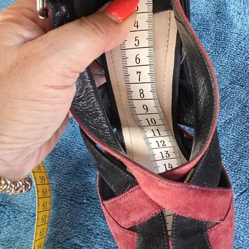 Miu Miu women's platform sandals used, black and red suede
