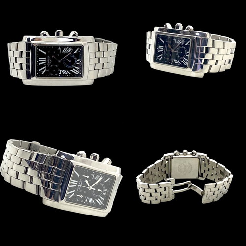 Longines χρονογράφος ανδρικός ατσάλινος σαν καινούργιος, μαύρο και ασημί