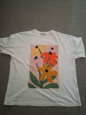 Women's short-sleeve blouse used, white multicolor, XXL