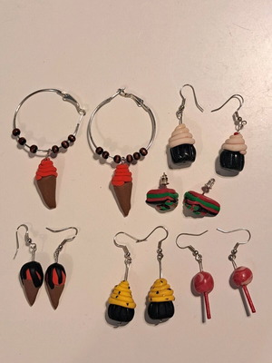 Children's earrings set like new, colorful, 6 pairs