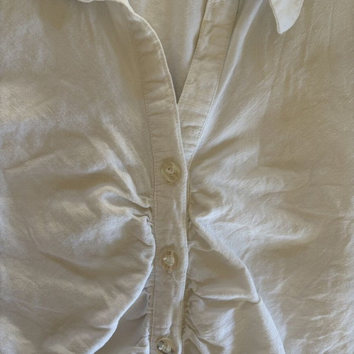 Vintage K.O.M.B.I. World Ruched Sleeveless Linen Blend Top like new, white