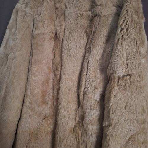 BSB Collection camel color rabbit fur coat, size 40