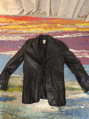 Lapel leather jacket like new, black, size S
