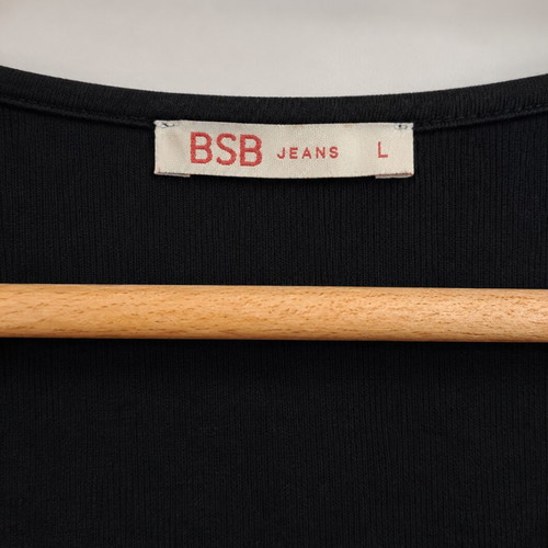 BSB Black Rib Top with Square Neck Size L New