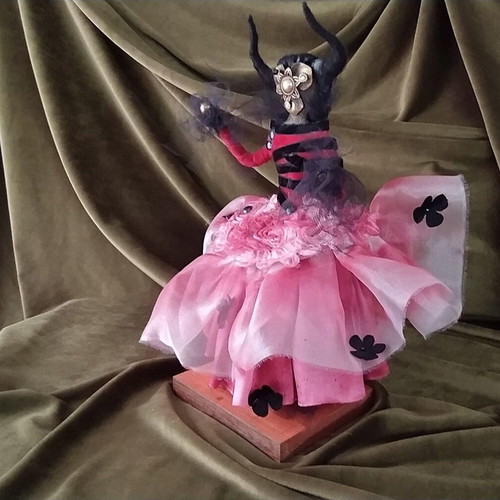 Handmade decorative doll Impala on wooden base new