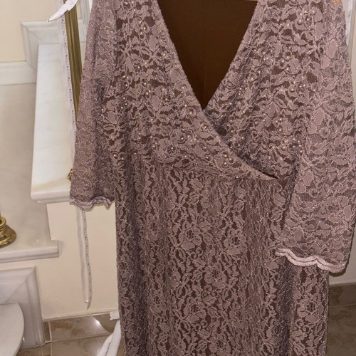 Oversize dress XXL-XXXL handmade lace and drape with pearls like new