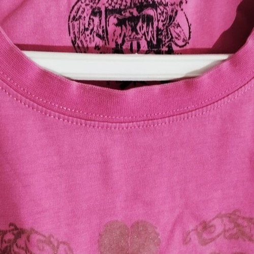 T-shirt with print like new, size L, pink