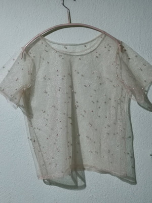 Women's transparent blouse with pearls, like new, size M
