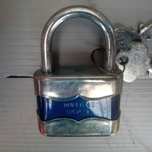 Vintage padlock used, made in former Czechoslovakia with two keys