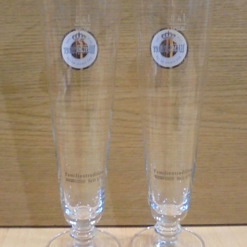 Warsteiner beer set of two promotional 400ml pilsner glasses like new
