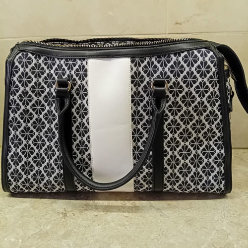 Large black and white shoulder bag