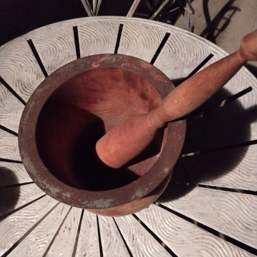 Traditional Wooden Mortar and Pestle vintage, handmade, 22cm