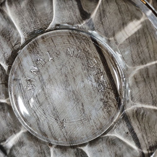 Set of 5 vintage glass plates with gold rim, Made in Tunis