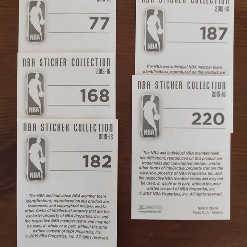 Panini NBA 2015-16 stickers used, pack of 5