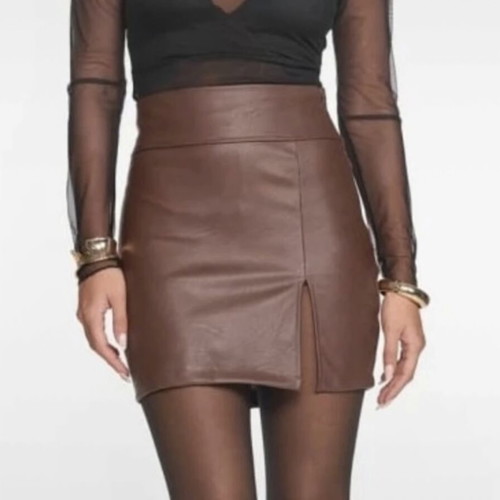 Decoro leather skirt brown, new, high waist, size L