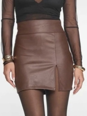 Decoro leather skirt brown, new, high waist, size L
