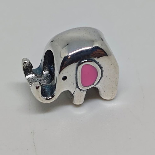 Silver Elephant Charm with Pink Enamel like new