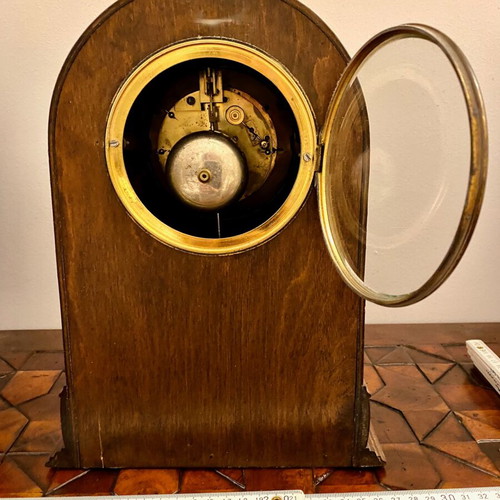 Collectible vintage wooden mechanical table clock