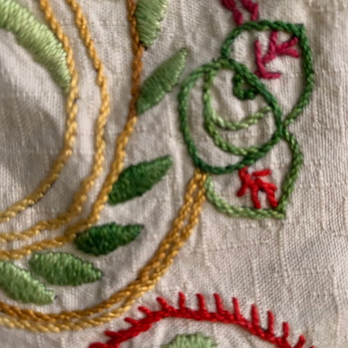 Handmade folk art embroidery used