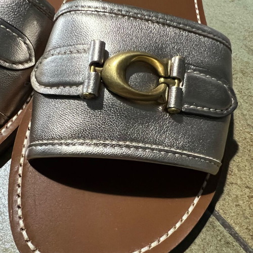 Coach Ina Metallic Leather Sandals new, size 37, platinum champagne