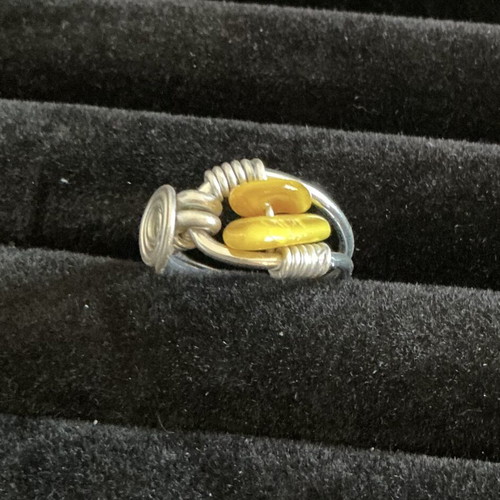 Handmade ring with yellow freshwater pearls, custom order