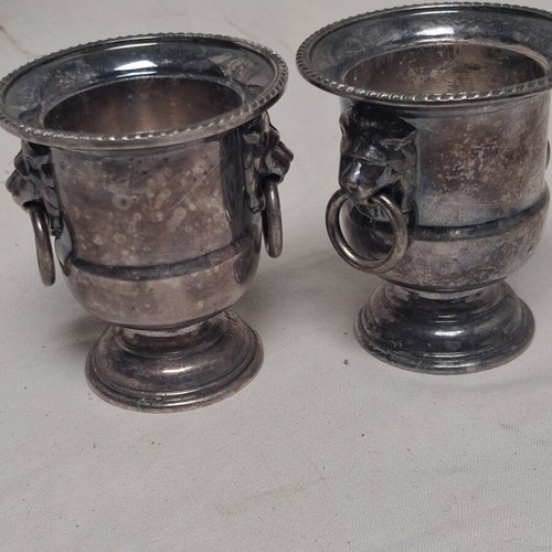Vintage Viners Sheffield silverplated lion head container set like new