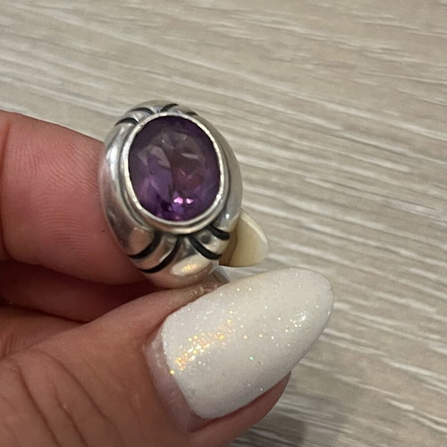 Silver 925 ring with amethyst, used, size 52