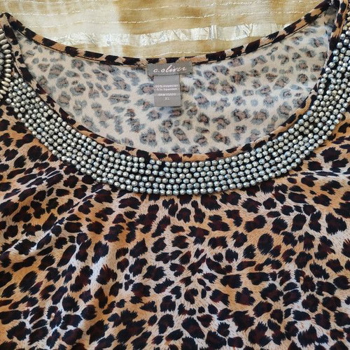 C.Oliver leopard print blouse with studs XL new