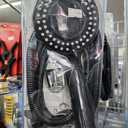 Shower phone with black matte cable new, stainless steel