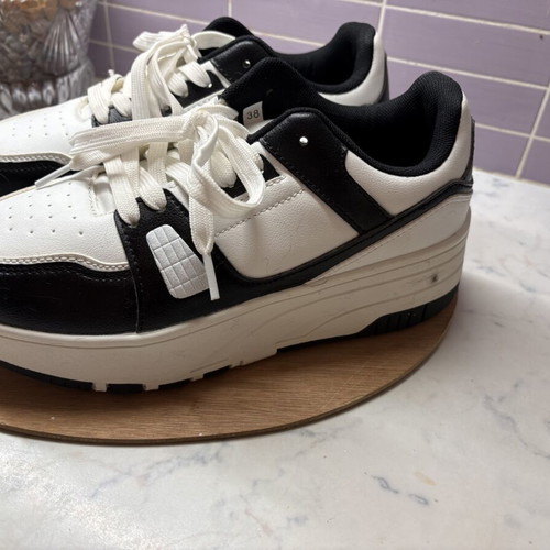 Shein 2-in-1 Kids Athletic Shoes Size 38 Like New, Black and White