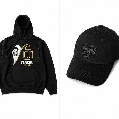 Paok Hoodie 100 Years and Official Cap new in packaging