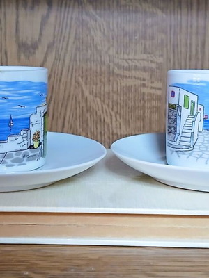 Souvenir coffee cups from Milos, set of 2