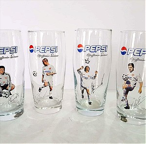 pepsi 4 συλλεκτικά ποτήρια με  παίκτες του ολυμπιακού
